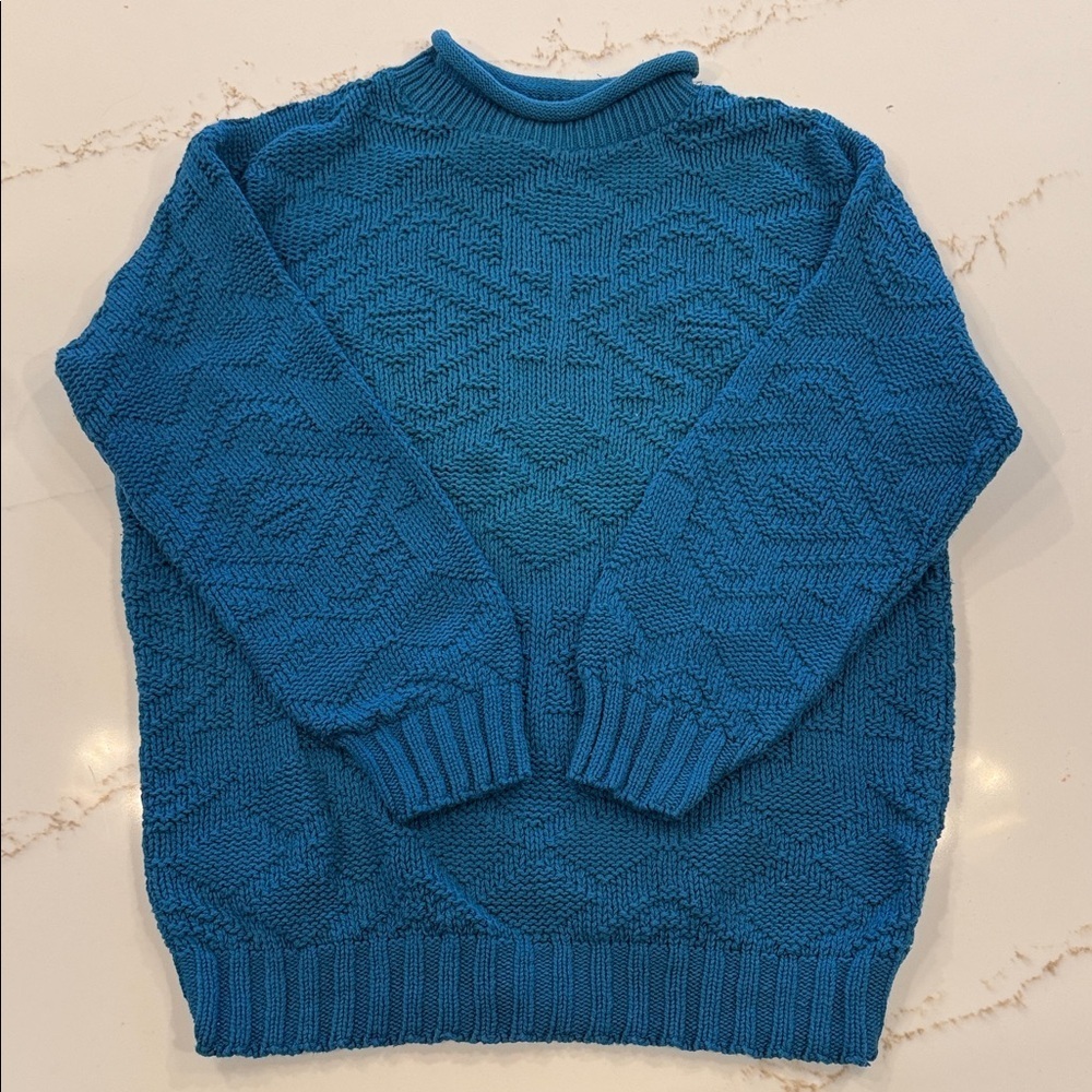 Vintage Sheridan Square Women’s Knit Crewneck Sweater in Teal